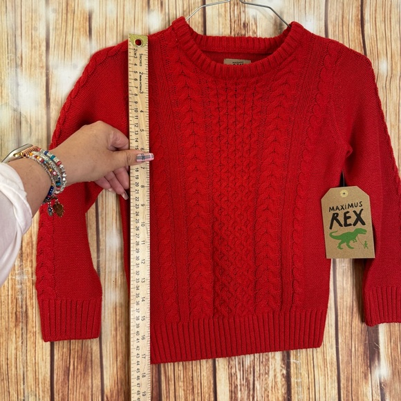 Maximus Rex Kids Toddler Crew Neck Red Cable Knit Pullover Sweater Size 5 - Picture 5 of 9